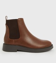 New Look Tan Leather-Look Chelsea Ankle Boots